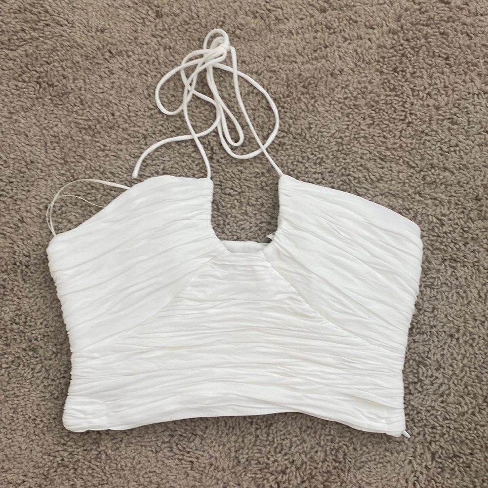 Zara white draped halter top small used